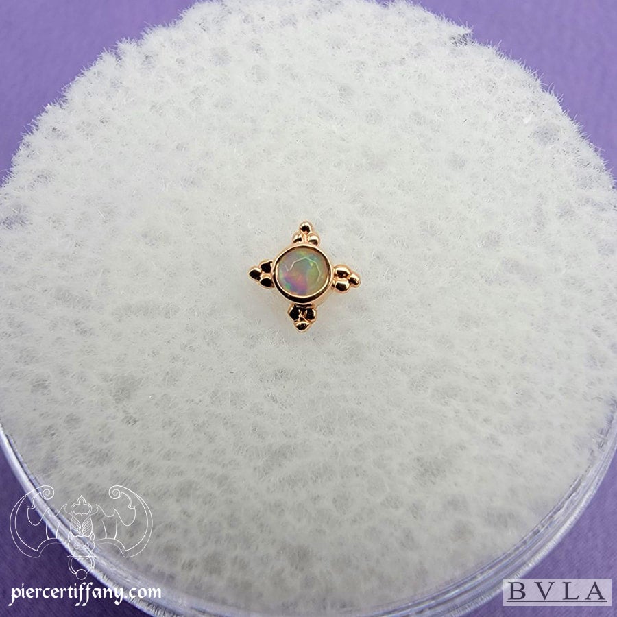 14k Gold Hammered Disc Threadless Ends by BVLA! - Mint Piercing BVLA Mini Kennedy RG Chalcedony Threadless Press-fit Earring main image 1