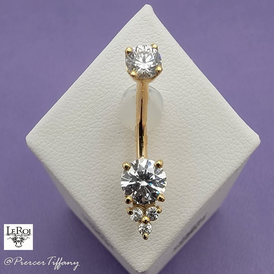 14K Gold Navel Curved Barbell LeRoi Piercings by Tiffany