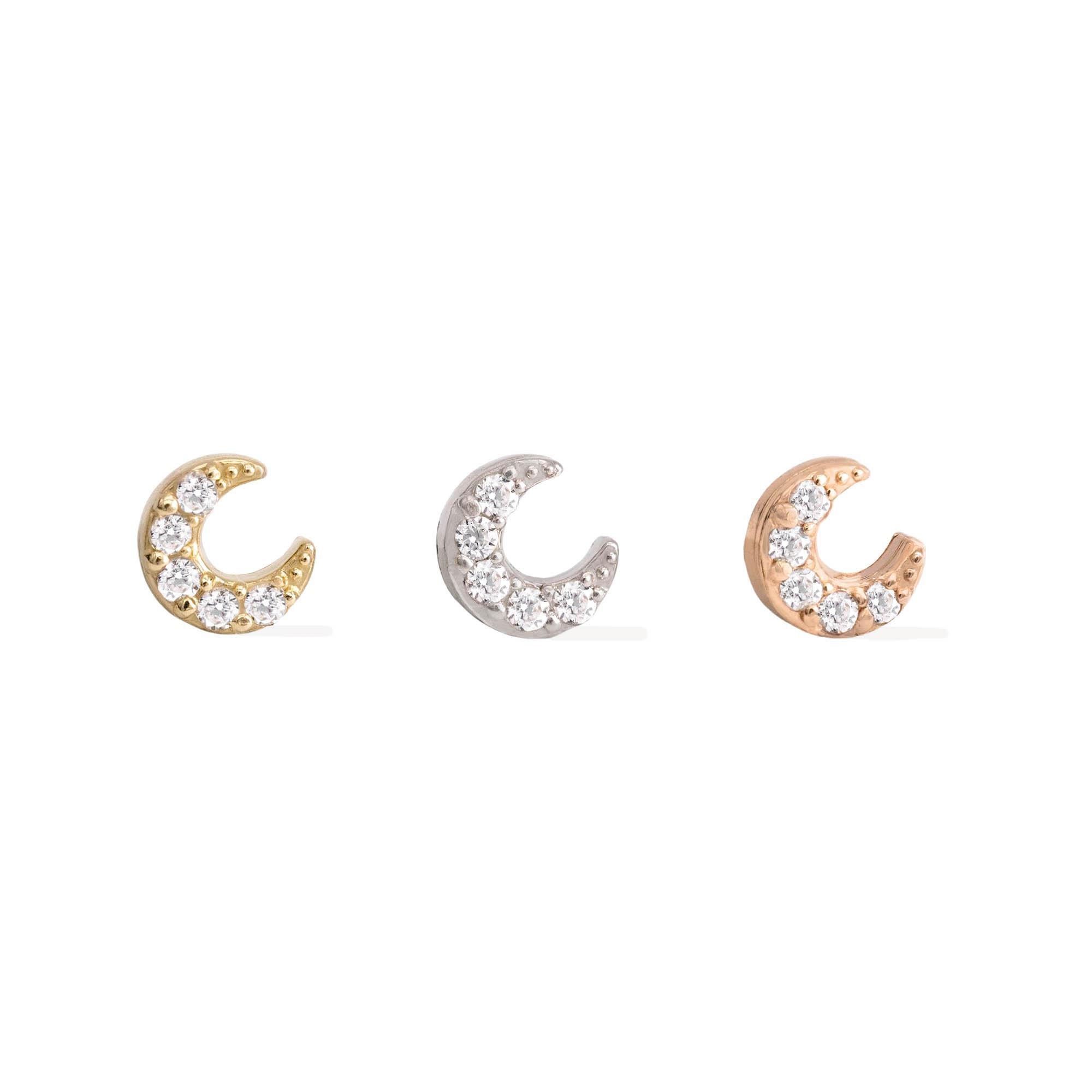 14K CZ Moon Threadless End Divinity Piercings by Tiffany